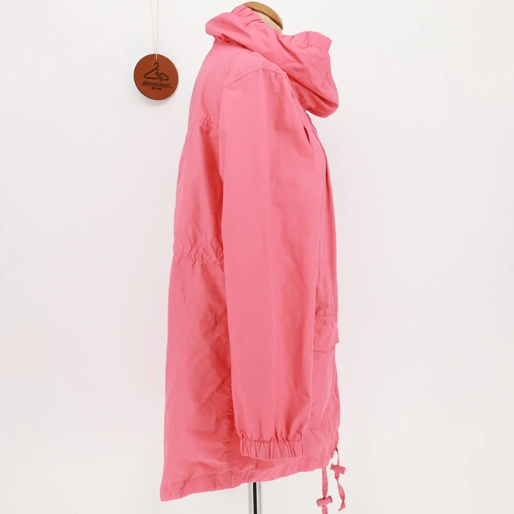Eileen Fisher Anorak Windbreaker Large Cotton Nylon Funnel Neck Parka Jacket